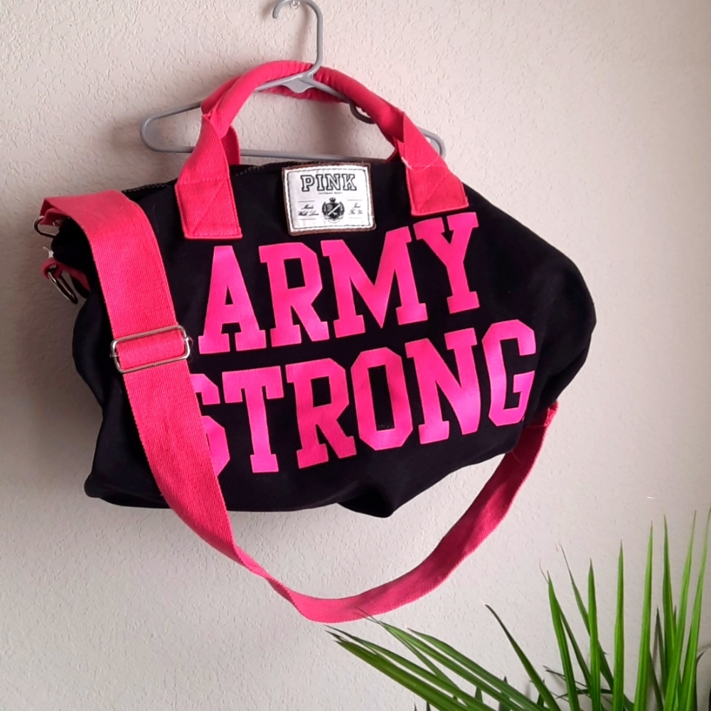 Victoria's Secret PINK Army Strong Duffel bag Gym Bag Travel Bag - Picture 1 of 4